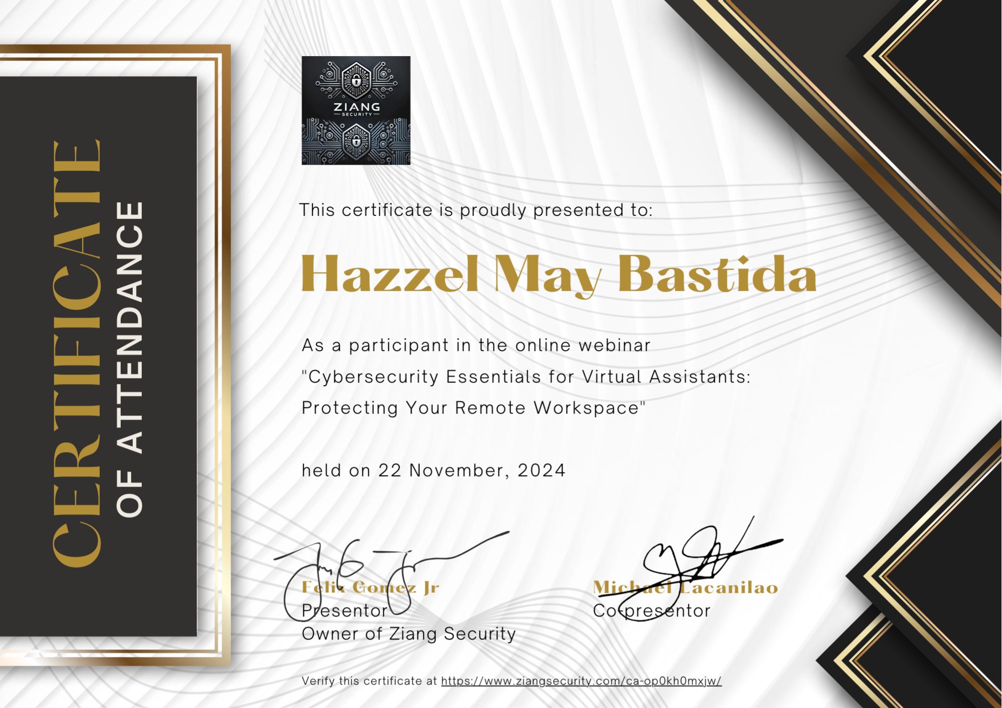 Cybersecurity for Remote Work certificate