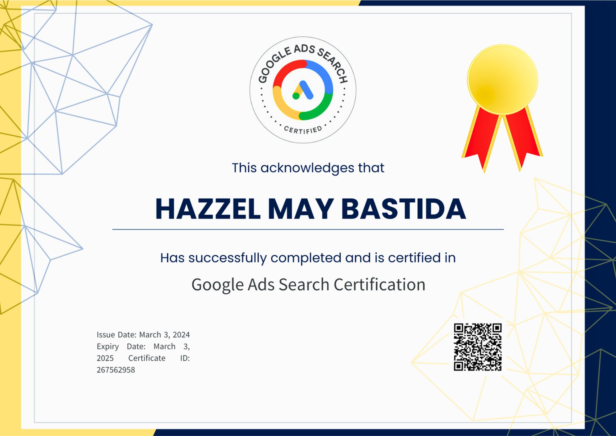 Google Ads Search certificate