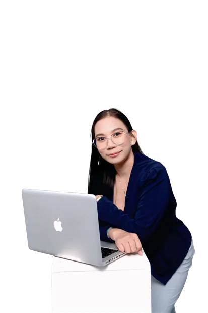 Hazzel at her laptop