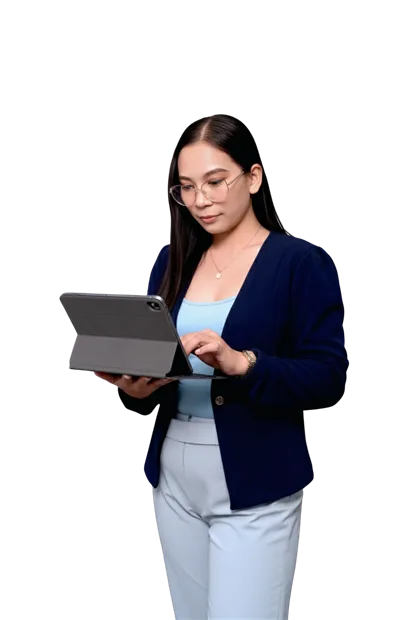 Hazzel working on a tablet